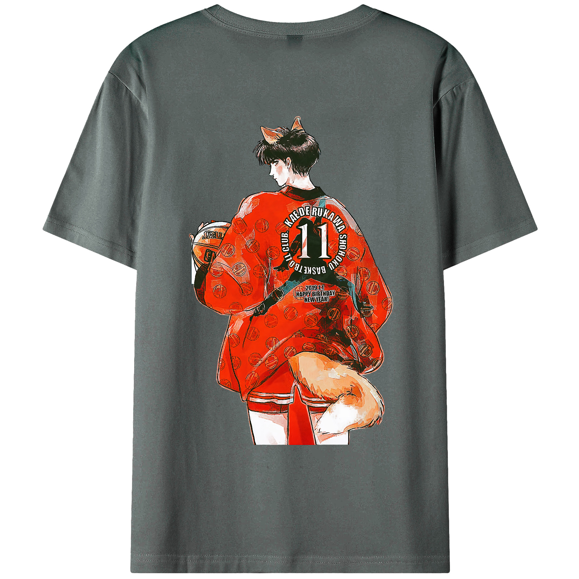 （画像用） SLAM DUNK／スラムダンク 綿100％ メンズ半袖Tシャツ（バックプリント） 通気性